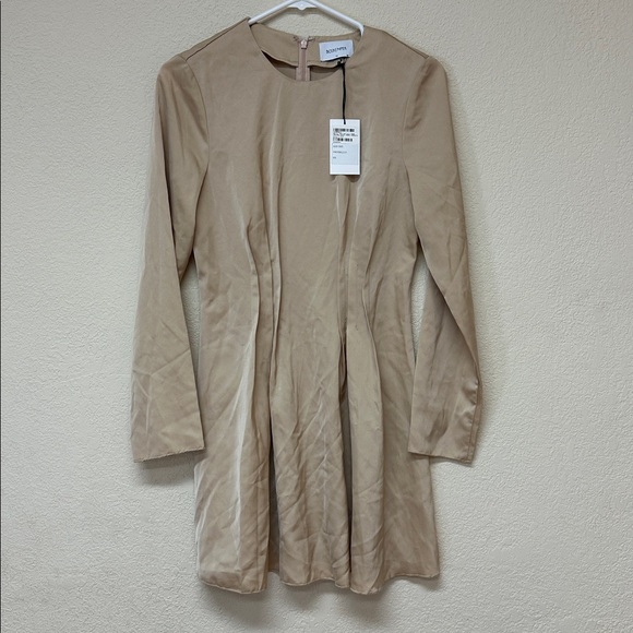 REVOLVE Dresses & Skirts - Boskemper NWT womans tan satin long sleeve mini dress size XS